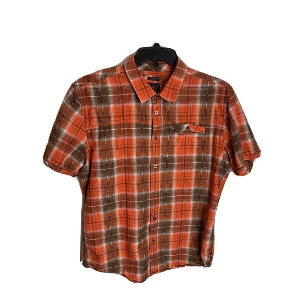 prAna Men's Patras Slim Shirt-Orange Crush-X-Large